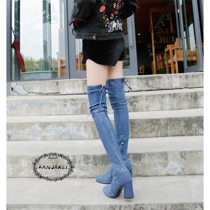 ブーツ レディース デニム ロングブーツ デニムブーツ スーパーロング ハイヒール 美脚 秋 冬 シ ブーツ レディース デニム ロングブーツ デニムブーツ スーパーロング ハイヒール 美脚 秋 冬 シ