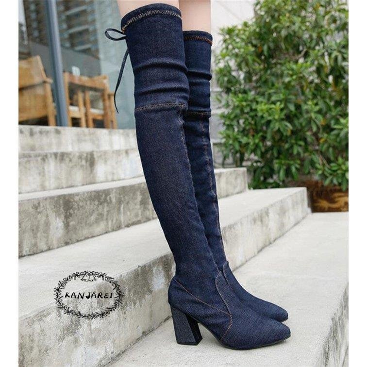 ブーツ レディース デニム ロングブーツ デニムブーツ スーパーロング ハイヒール 美脚 秋 冬 シ ブーツ レディース デニム ロングブーツ デニムブーツ スーパーロング ハイヒール 美脚 秋 冬 シ