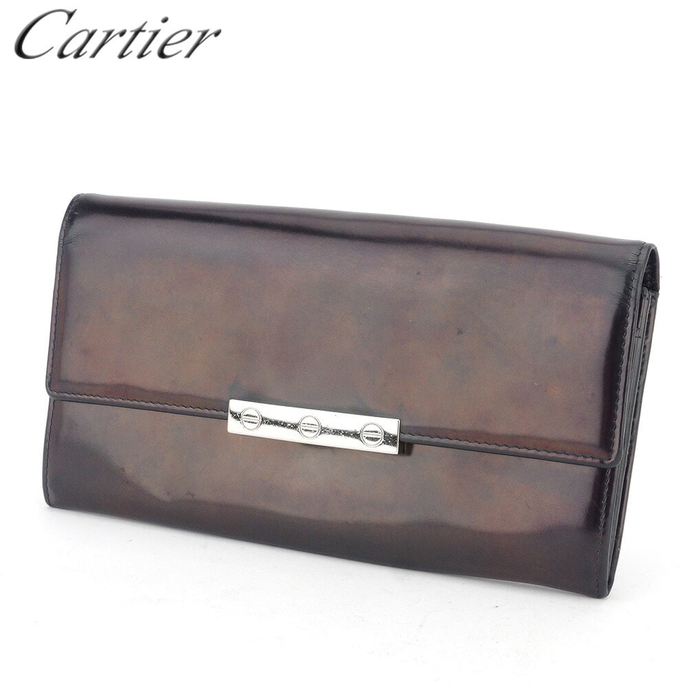 長財布 ファスナー付き 財布 ラブコレクション レディース メンズ ブラック シルバー 中古