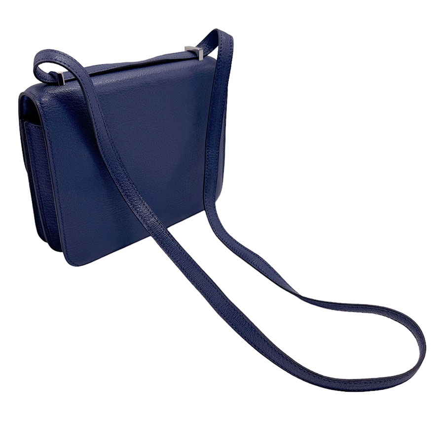 エルメス HERMES ショルダーバッグ コンスタンス ミニ シェブルミゾル ブルーブライトン シルバー レディース z1981
