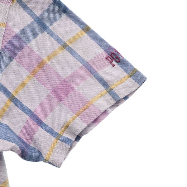 チェック柄 ゴルフ 半袖 ポロシャツ 4 パープル系 メンズ チェック柄 ゴルフ 半袖 ポロシャツ 4 パープル系 メンズ