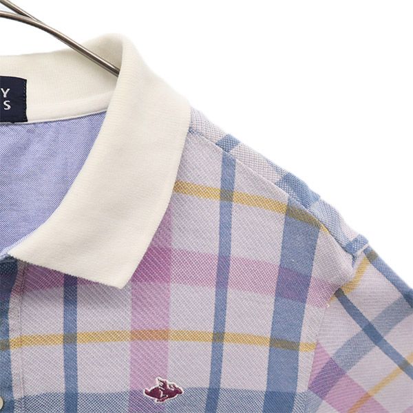 チェック柄 ゴルフ 半袖 ポロシャツ 4 パープル系 メンズ チェック柄 ゴルフ 半袖 ポロシャツ 4 パープル系 メンズ