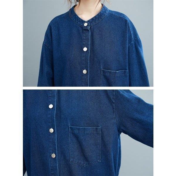 ロングワンピース レディース デニム シャツワンピース ワンピース ロングシャツ ノーカラー シャツ ゆったり 着痩せ 羽織 ライトアウター ロングワンピース レディース デニム シャツワンピース ワンピース ロングシャツ ノーカラー シャツ ゆったり 着痩せ 羽織 ライトアウター
