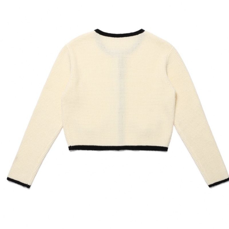 ROLAROLA 金ボタンツイードカーディガン アイボリー