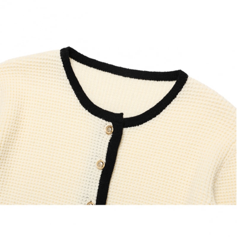 ROLAROLA 金ボタンツイードカーディガン アイボリー