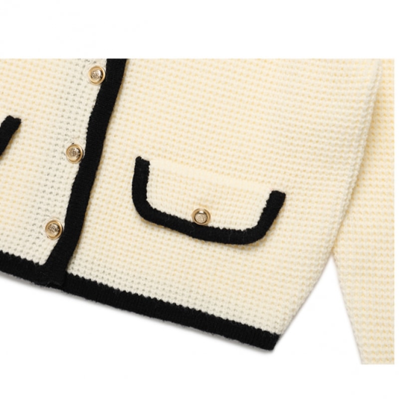 ROLAROLA 金ボタンツイードカーディガン アイボリー