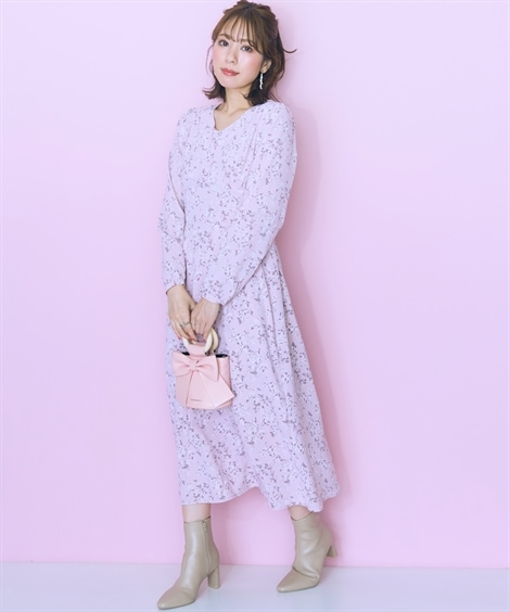 ロング・マキシ丈/半袖 大きいサイズ 花柄ワンピース marun ロング・マキシ丈/半袖 大きいサイズ 花柄ワンピース marun