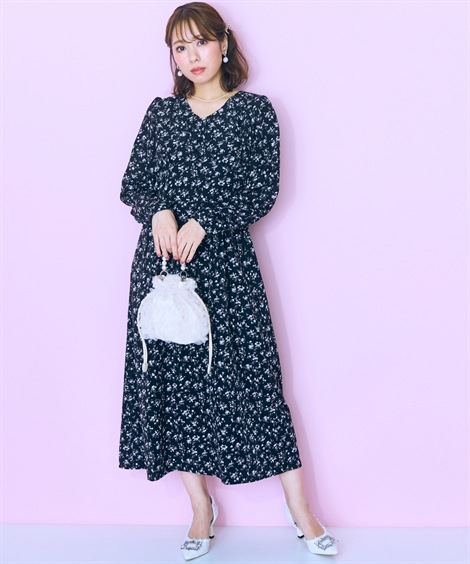 ロング・マキシ丈/半袖 大きいサイズ 花柄ワンピース marun ロング・マキシ丈/半袖 大きいサイズ 花柄ワンピース marun