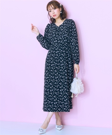 ロング・マキシ丈/半袖 大きいサイズ 花柄ワンピース marun ロング・マキシ丈/半袖 大きいサイズ 花柄ワンピース marun