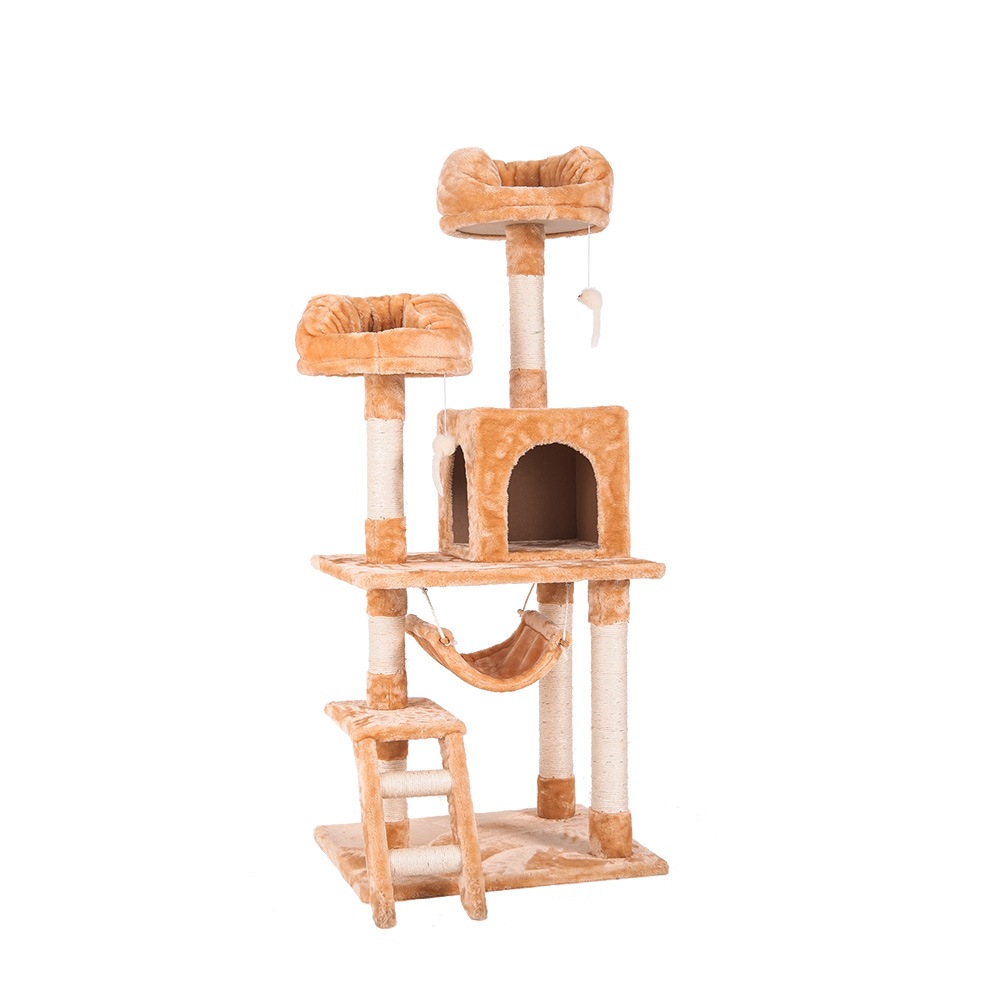 キャットタワー　据え置き　高さ145cm ベージュ キャットタワー 据え置き スリム 40×50cm 高さ140cm 爪とぎ