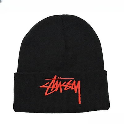 レアカラー　【超美品・ほぼ未使用】stussy ニットハット STUSSY - stussy women ハット ブラックの通販 by ☆Miii☆'s