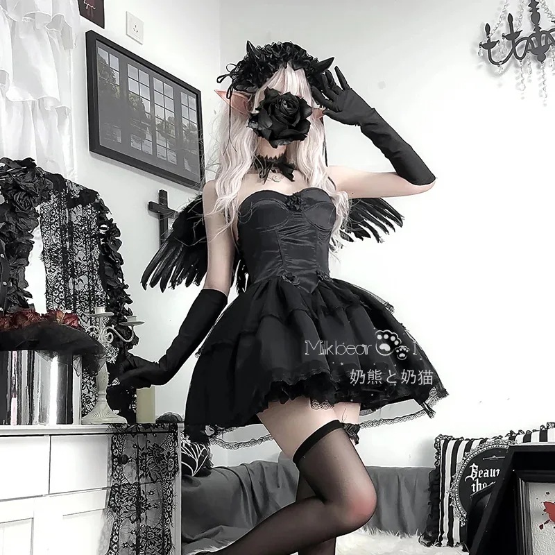 学園祭 ダークネス ドレス 今年人気爆発中ハロウィン コスプレ大人 ハロウィーン コスチューム コスチューム 文化祭 ワンピース エンジェル コスプレハロウィン コスプレ