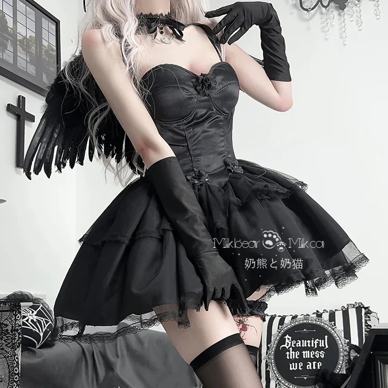 学園祭 ダークネス ドレス 今年人気爆発中ハロウィン コスプレ大人 ハロウィーン コスチューム コスチューム 文化祭 ワンピース エンジェル コスプレハロウィン コスプレ