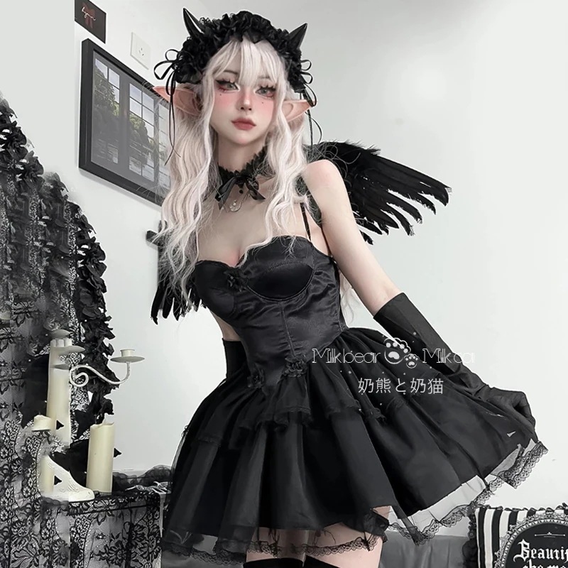 学園祭 ダークネス ドレス 今年人気爆発中ハロウィン コスプレ大人 ハロウィーン コスチューム コスチューム 文化祭 ワンピース エンジェル コスプレハロウィン コスプレ