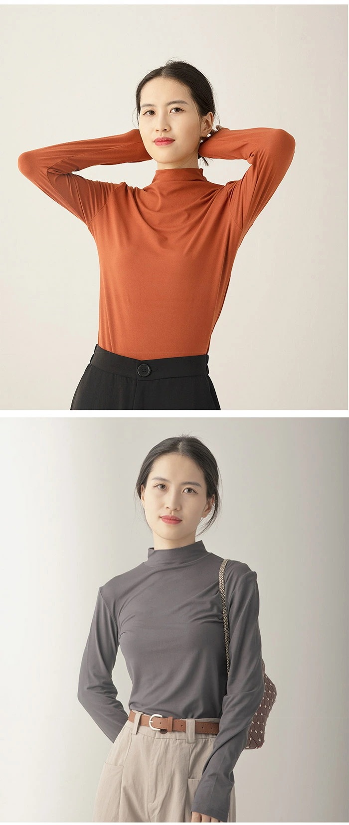レディース 服 秋 トップス レディース 秋冬 カットソー 長袖 レディース きれいめ ハイネック インナー レディース 半ネック タートルネック レディース 薄手 白 黒 トップス 秋 スリム スト