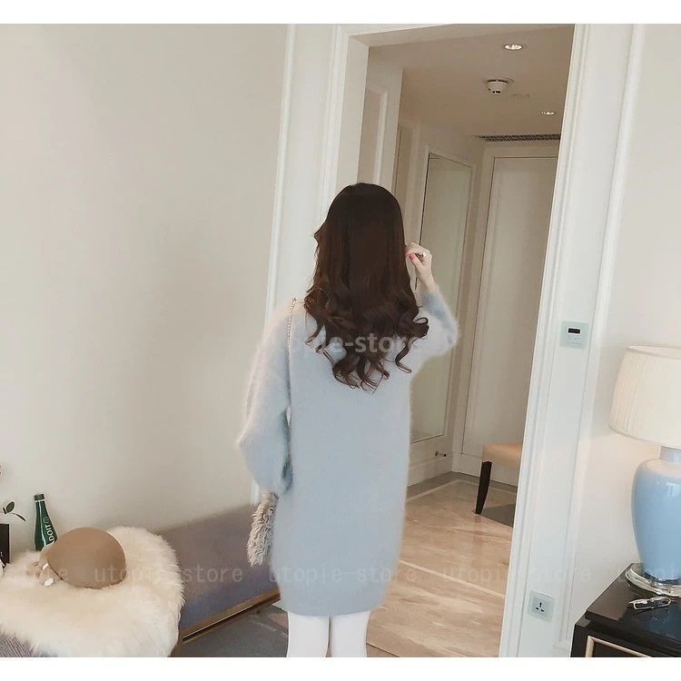 ふわふわ ニットワンピース Aライン ワンピース ショート丈 長袖 Vネック レディース 秋冬 ニットワンピ 体型カバー 通勤 レディース おしゃれ ファッション