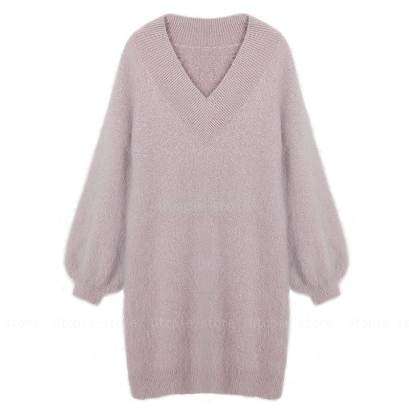 ふわふわ ニットワンピース Aライン ワンピース ショート丈 長袖 Vネック レディース 秋冬 ニットワンピ 体型カバー 通勤 レディース おしゃれ ファッション