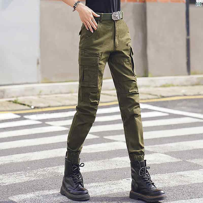 レディース 足 結合 オーバー オール 春秋 アメリカン 迷彩 パンツ 小柄歳 夏用 ハイウエスト カジュアル 裾細