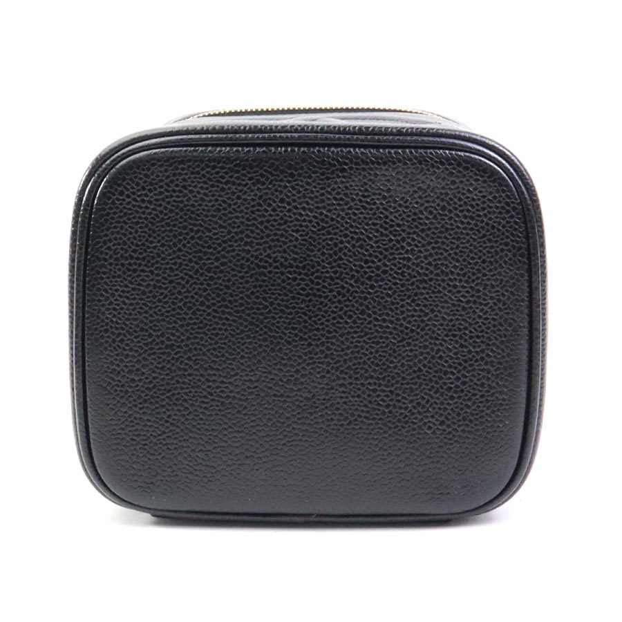 シャネル CHANEL ハンドバッグ バニティバッグ キャビアスキンレザー ブラック レディース 90141a