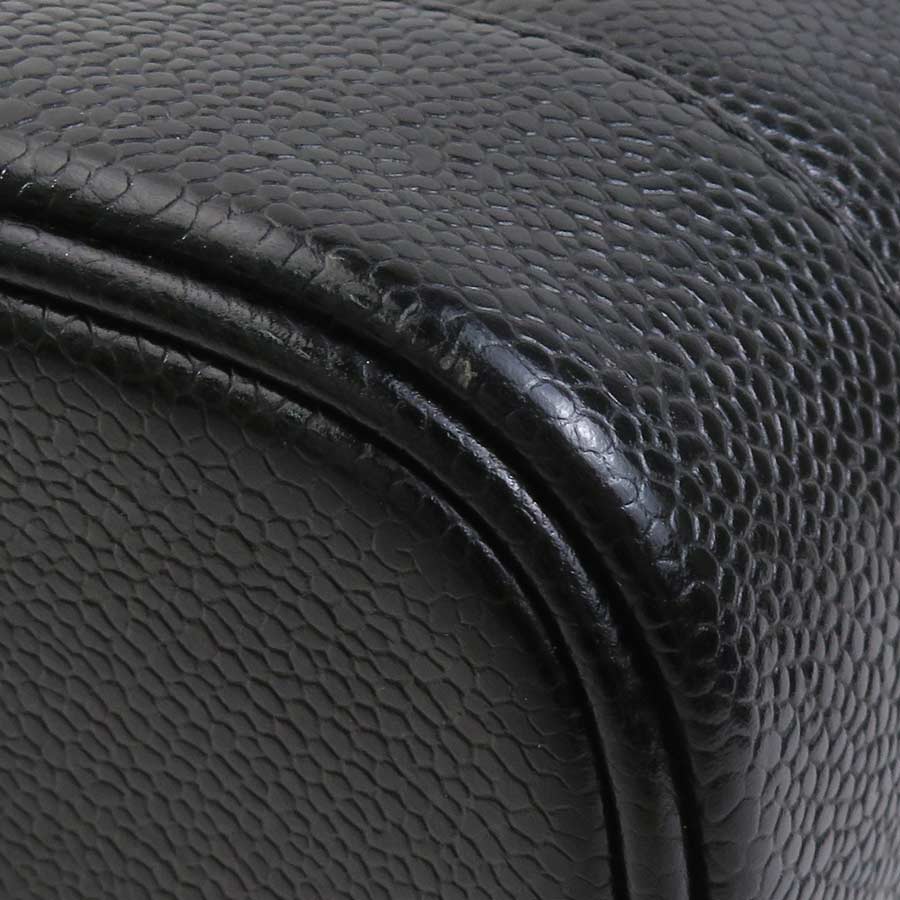 シャネル CHANEL ハンドバッグ バニティバッグ キャビアスキンレザー ブラック レディース 90141a