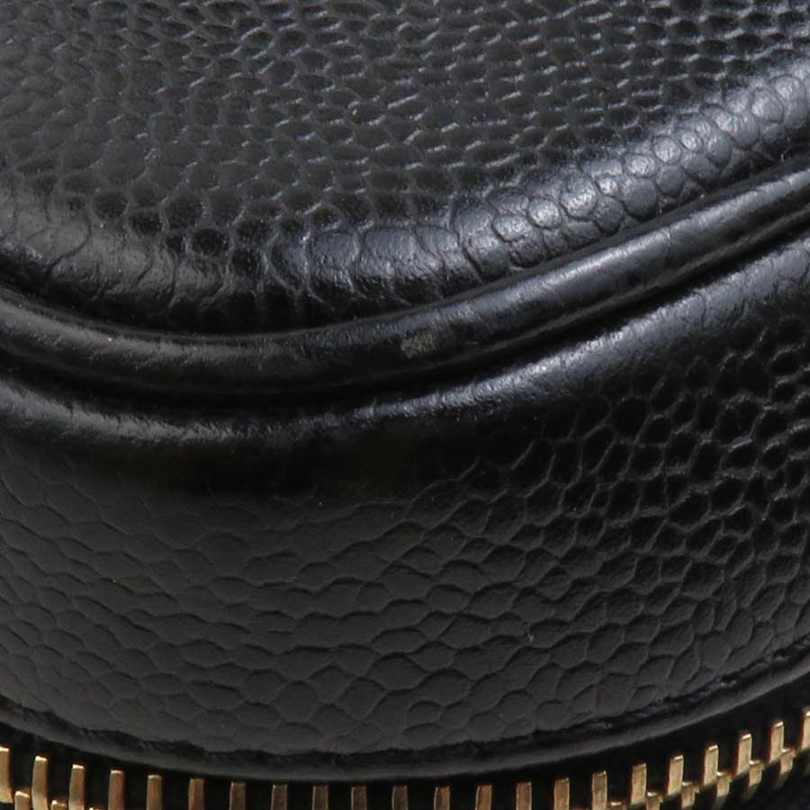 シャネル CHANEL ハンドバッグ バニティバッグ キャビアスキンレザー ブラック レディース 90141a