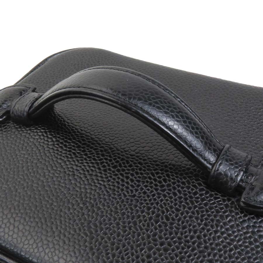 シャネル CHANEL ハンドバッグ バニティバッグ キャビアスキンレザー ブラック レディース 90141a