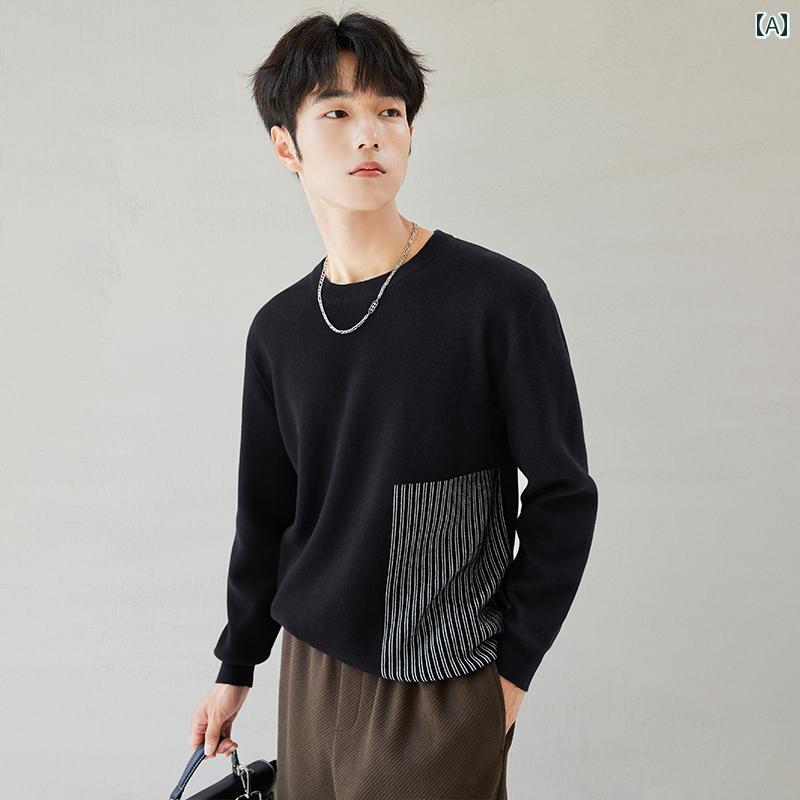 メンズ 秋冬 長袖 厚手 ニット トップス セーター レイヤード カジュアル おしゃれ 普段使い 着やい 動きやい 快適 レジャー アウトドア ワーク