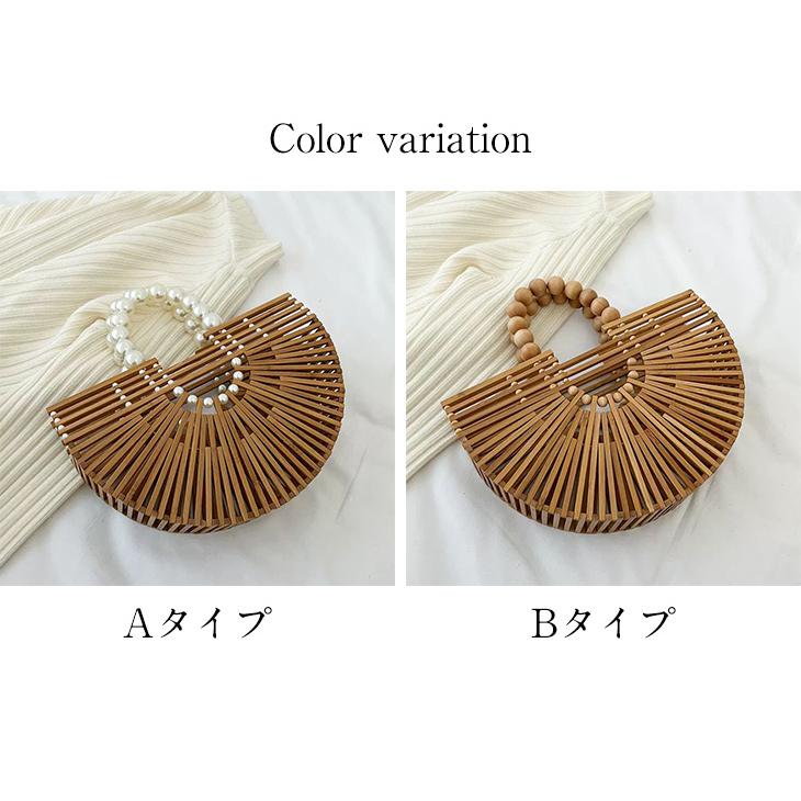 【期間限定】バッグ かごバック カバン パール バンブーバッグ クラッチバッグ 半月 【azkss24-210】【予約販売：15-20日入荷予定順次発送】80込