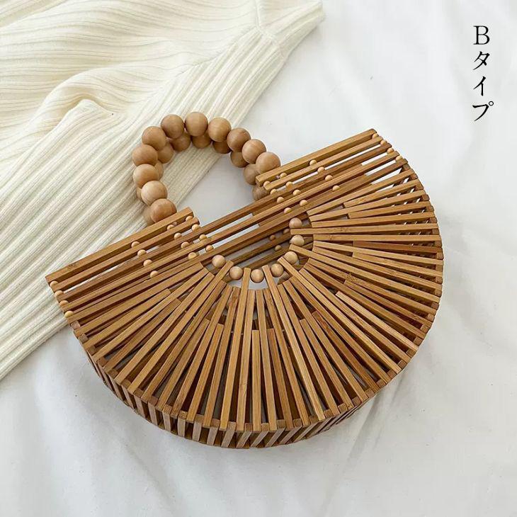 【期間限定】バッグ かごバック カバン パール バンブーバッグ クラッチバッグ 半月 【azkss24-210】【予約販売：15-20日入荷予定順次発送】80込