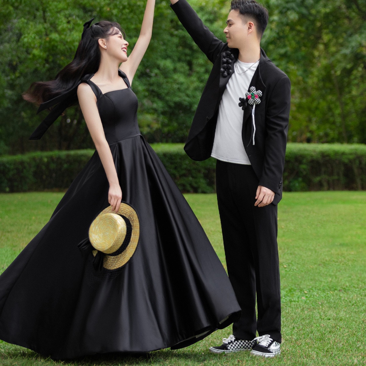 結婚式 前撮り 二次会 ドレス 黒 街撮り ウェディング フォト パーティー ブラック カラードレス ウェディング 前撮り 2次会 お色直し
