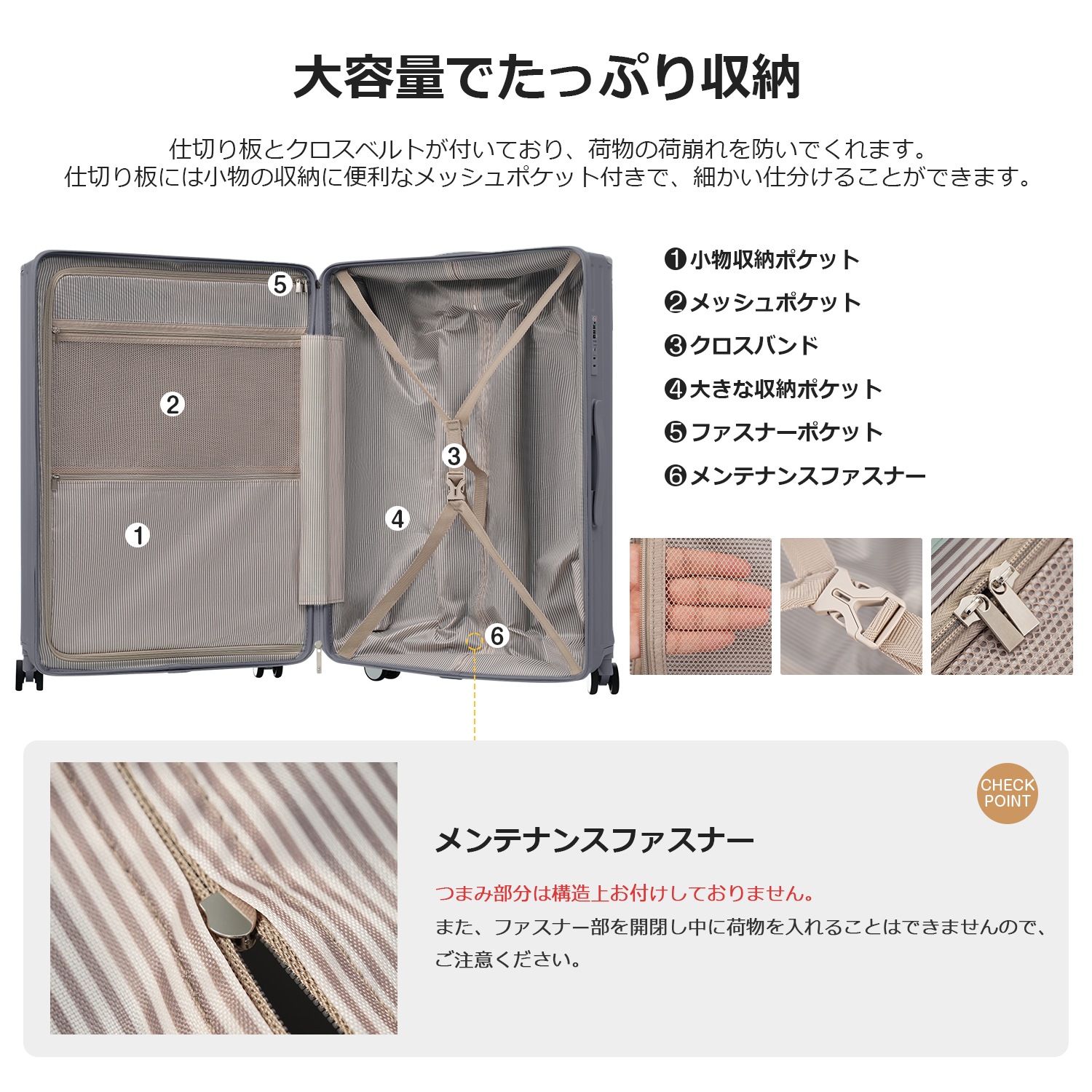 スーツケース Mサイズ キャリーケース キャリーバッグ Mサイズ ストッパー付き アルミコーナーパッド 3日~7日 大容量超軽量 軽い おしゃれ かわいいダブルキャスター 中型 ファスナー suitG