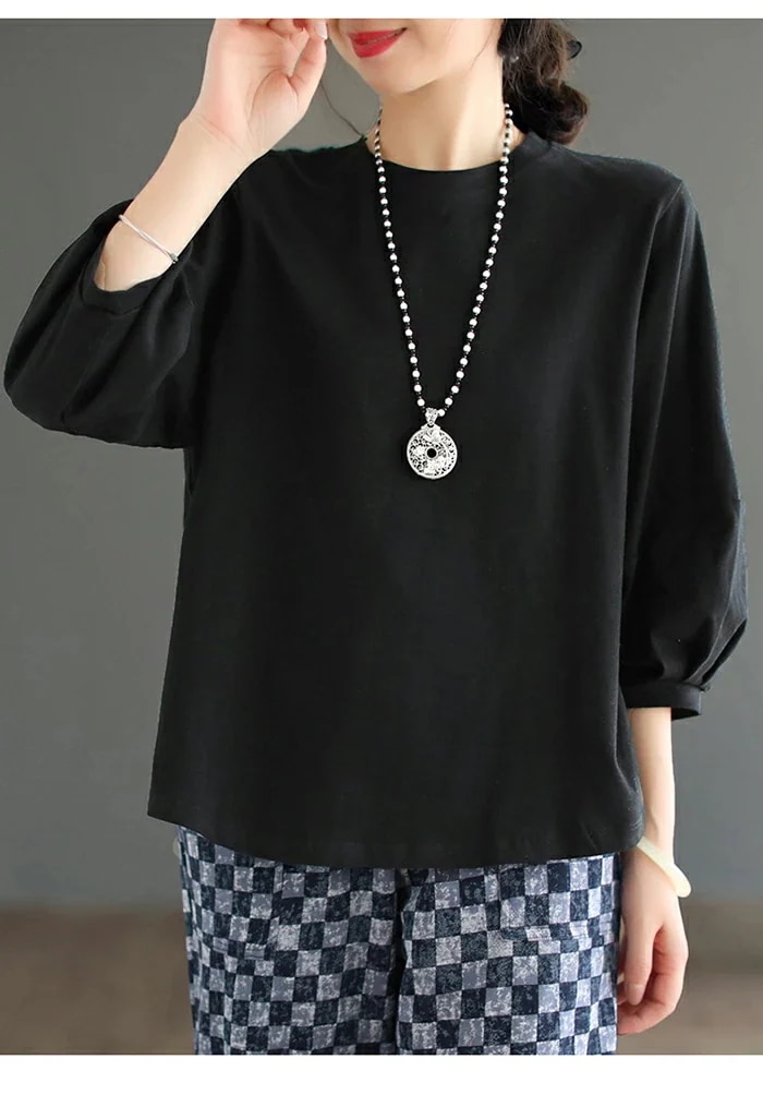 Tシャツ レディース カットソー 七分袖 コットンカットソー レディース 綿 tシャツ 七分袖 トップス プルオーバー クルーネック 綿混 ベーシック 大人かわいい カジュアル シンプル 体型カバー