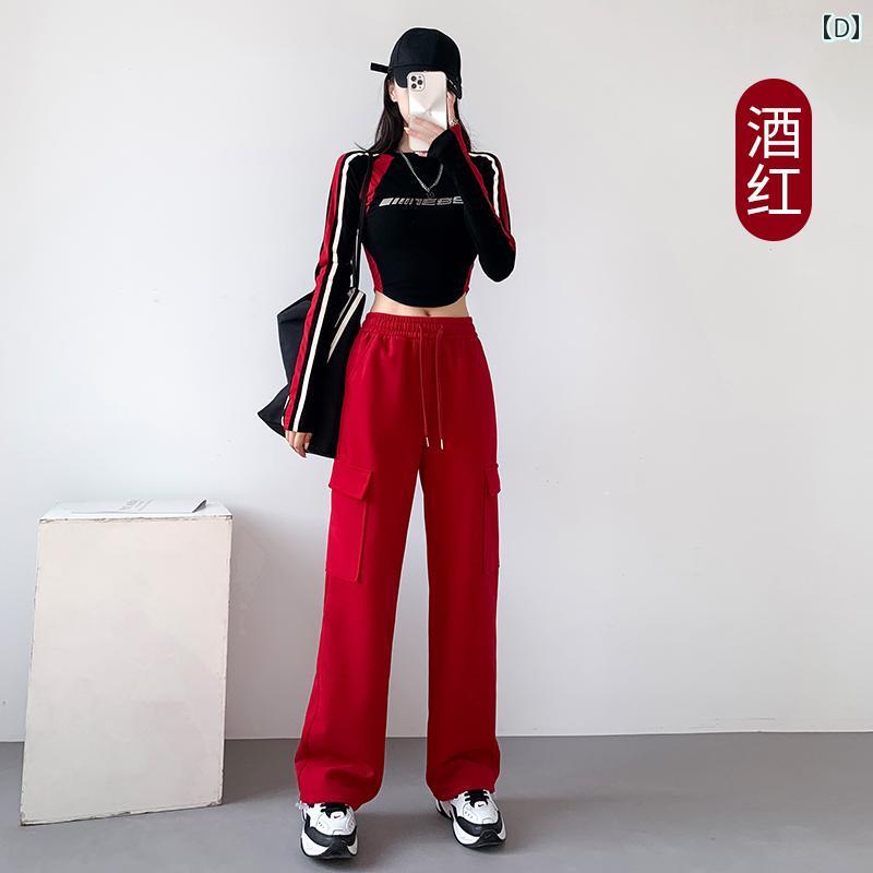 カーゴパンツ レディース カジュアル ハイウエスト 秋冬 裏起毛 厚手 暖かい ワイドパンツ ストレート スポーツ 韓国 グレー ピンク ブラック カーゴパンツ レディース カジュアル ハイウエスト 秋冬 裏起毛 厚手 暖かい ワイドパンツ ストレート スポーツ 韓国 グレー ピンク ブラック