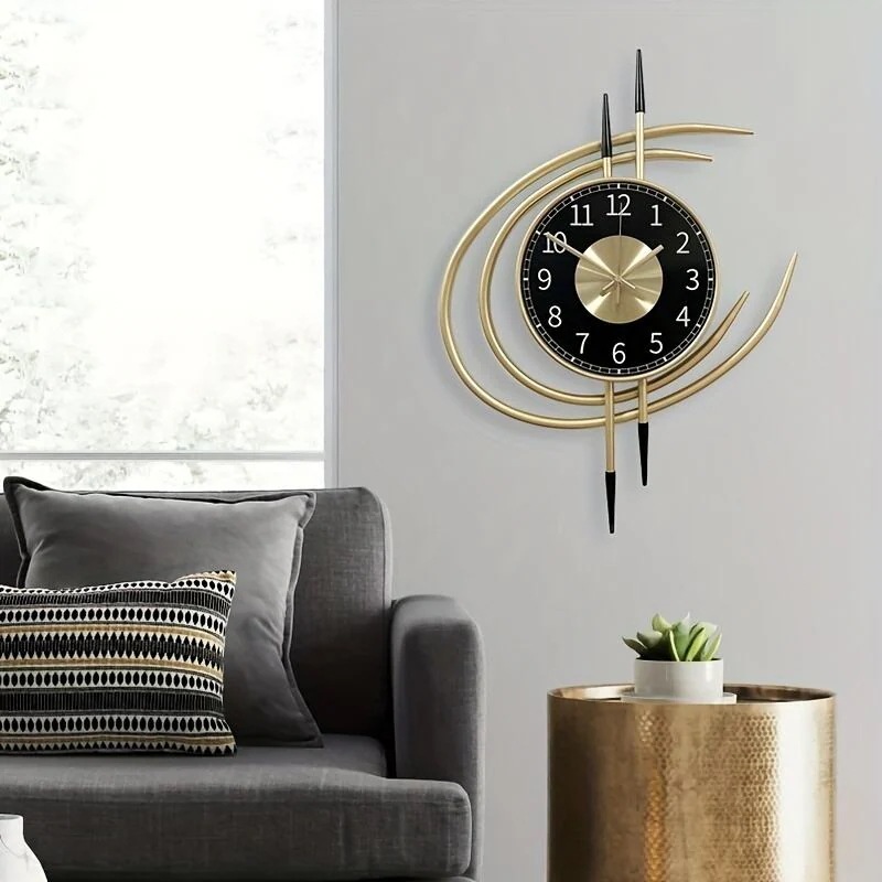 掛け時計 ラウンド 流線 サイレントクロック 柱時計 リビング ウォールクロック 単三電池 バッテリー式 シンプル インテリア 装飾品