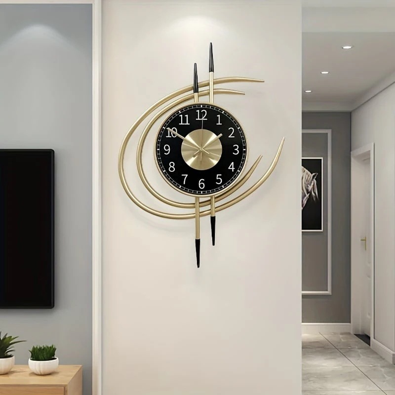 掛け時計 ラウンド 流線 サイレントクロック 柱時計 リビング ウォールクロック 単三電池 バッテリー式 シンプル インテリア 装飾品