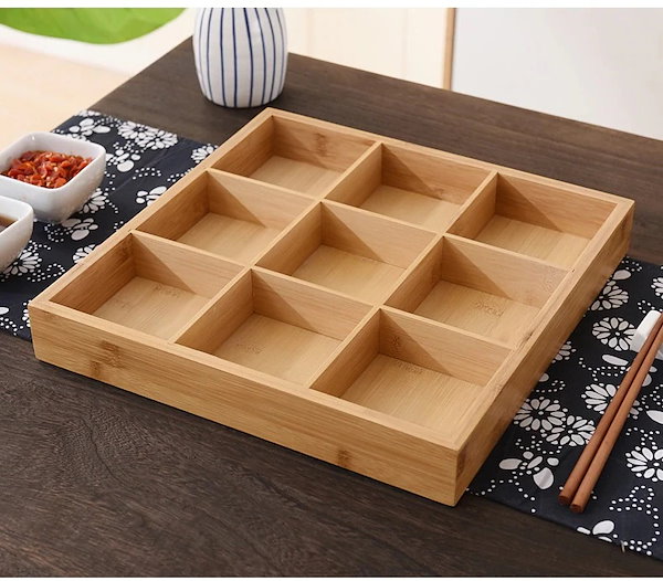 Qoo10] 木製プレート9つ仕切 スクエア ナチュラ