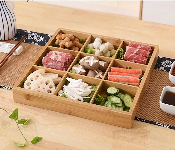 Qoo10] 木製プレート9つ仕切 スクエア ナチュラ