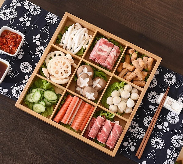 Qoo10] 木製プレート9つ仕切 スクエア ナチュラ