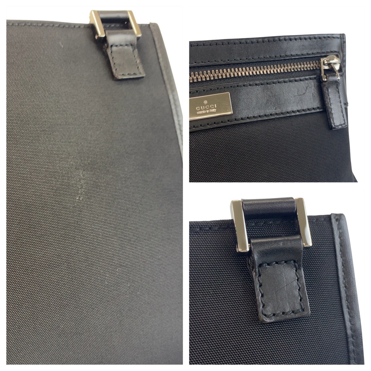 美品 ブラック 黒 シルバー金具 ナイロン/レザー 92562 ショルダーバッグ ポシェット レディース 503919 美品 ブラック 黒 シルバー金具 ナイロン/レザー 92562 ショルダーバッグ ポシェット レディース 503919