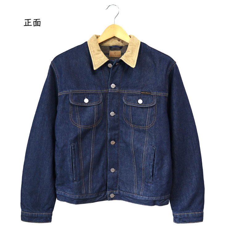Nudie Jeans ヌーディージーンズ デニムジャケット JohnnyThunder ウールブランケット裏地 ストームライダー ストライプ コーデュロイ オーガニックコットン 青 160851 Nudie Jeans ヌーディージーンズ デニムジャケット JohnnyThunder ウールブランケット裏地 ストームライダー ストライプ コーデュロイ オーガニックコットン 青 160851