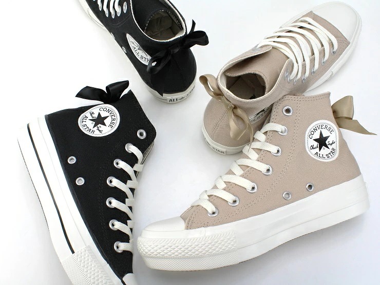 コンバース 厚底 オールスター PLTS バックリボン HI スモーキーベージュ ブラック CONVERSE ALL STAR PLTS BACKRIBBON HI 31315930 31315931 コンバース 厚底 オールスター PLTS バックリボン HI スモーキーベージュ ブラック CONVERSE ALL STAR PLTS BACKRIBBON HI 31315930 31315931