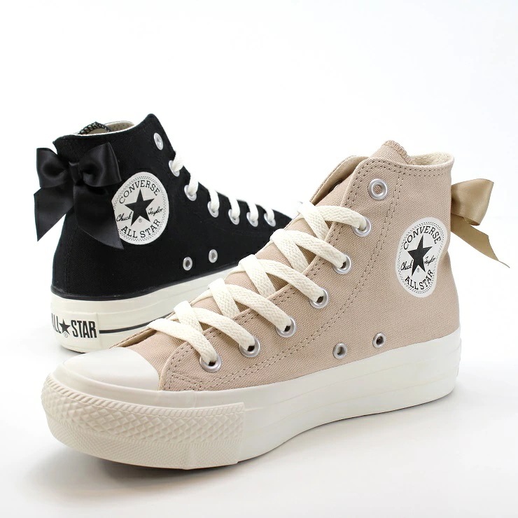 コンバース 厚底 オールスター PLTS バックリボン HI スモーキーベージュ ブラック CONVERSE ALL STAR PLTS BACKRIBBON HI 31315930 31315931 コンバース 厚底 オールスター PLTS バックリボン HI スモーキーベージュ ブラック CONVERSE ALL STAR PLTS BACKRIBBON HI 31315930 31315931
