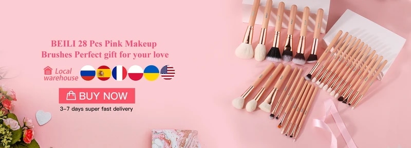 Beili-プロのメイクアップブラシセット天然ヤギの髪ファンデーションパウダー輪郭アイシャドウ黒