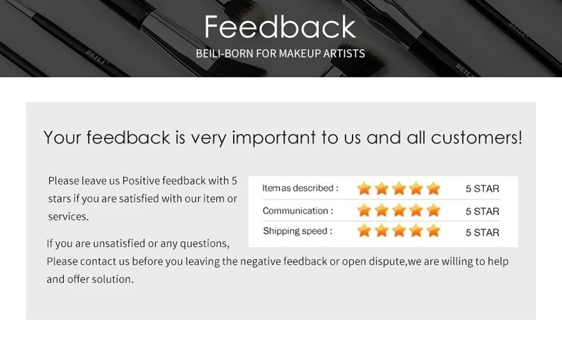 Beili-プロのメイクアップブラシセット天然ヤギの髪ファンデーションパウダー輪郭アイシャドウ黒