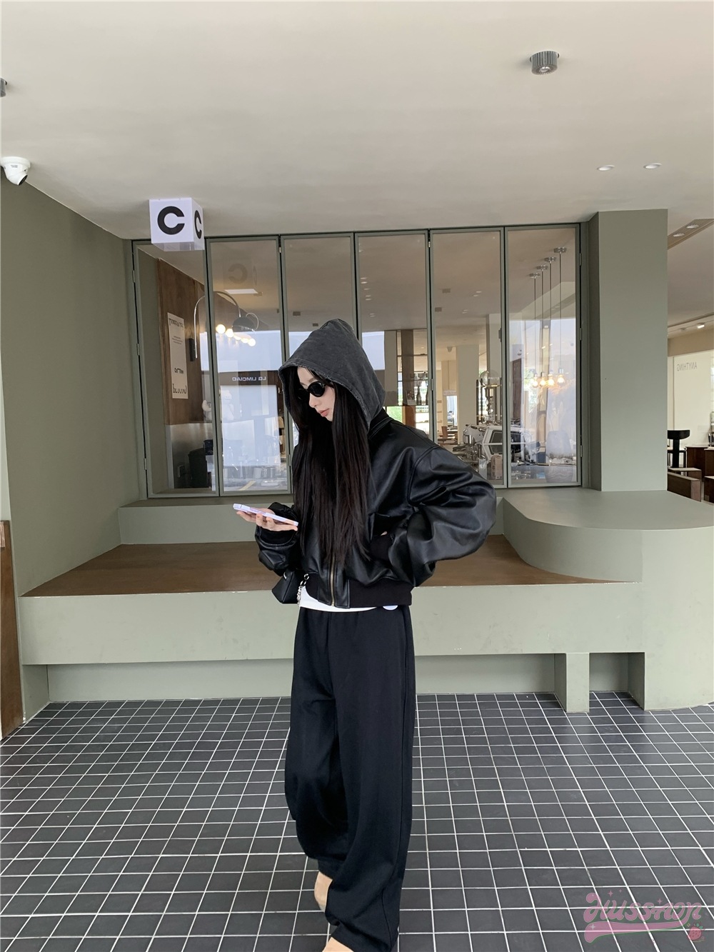 長袖ジャケットかわいいショートアウターブラック羽織り合成バイカラーカジュアルきれいめ女っぽきれいめファッション色っぽ女っぽカジュアルきれいめ大人っぽ上品清楚秋冬