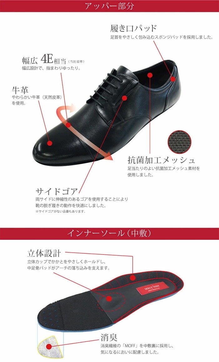 4E幅　幅広　ワイド メンズ ビジネスシューズ フォーマル 革靴 紐靴 軽量 ストレートチップ TU-7796