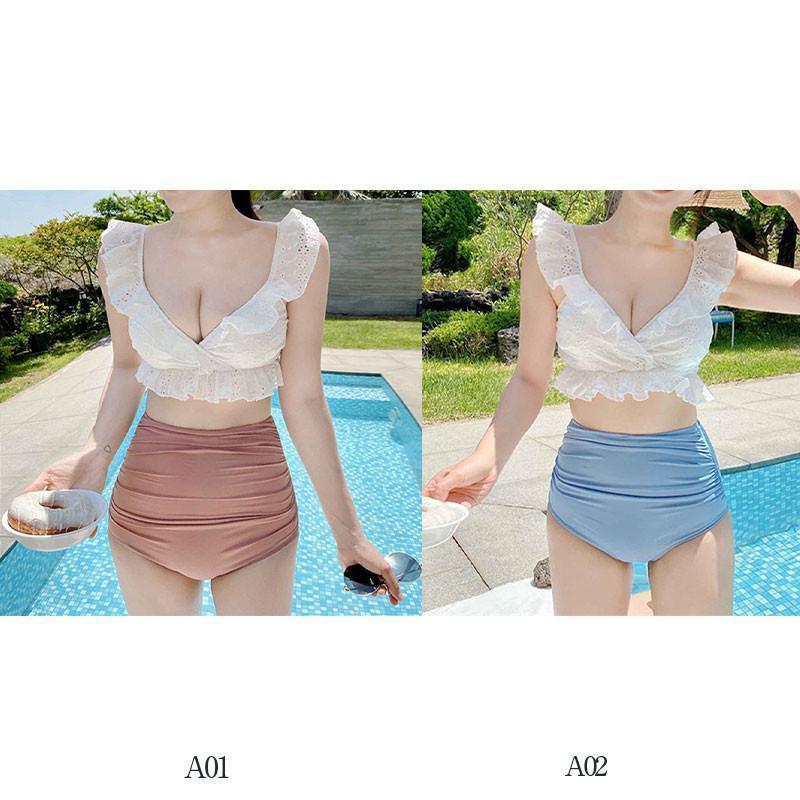 水着 レディース ビキニ 上下セット 2点セット フレア タンキニ ハイウエスト セパレート 盛れる ノンワイヤー リゾート 夏 海 ビーチ