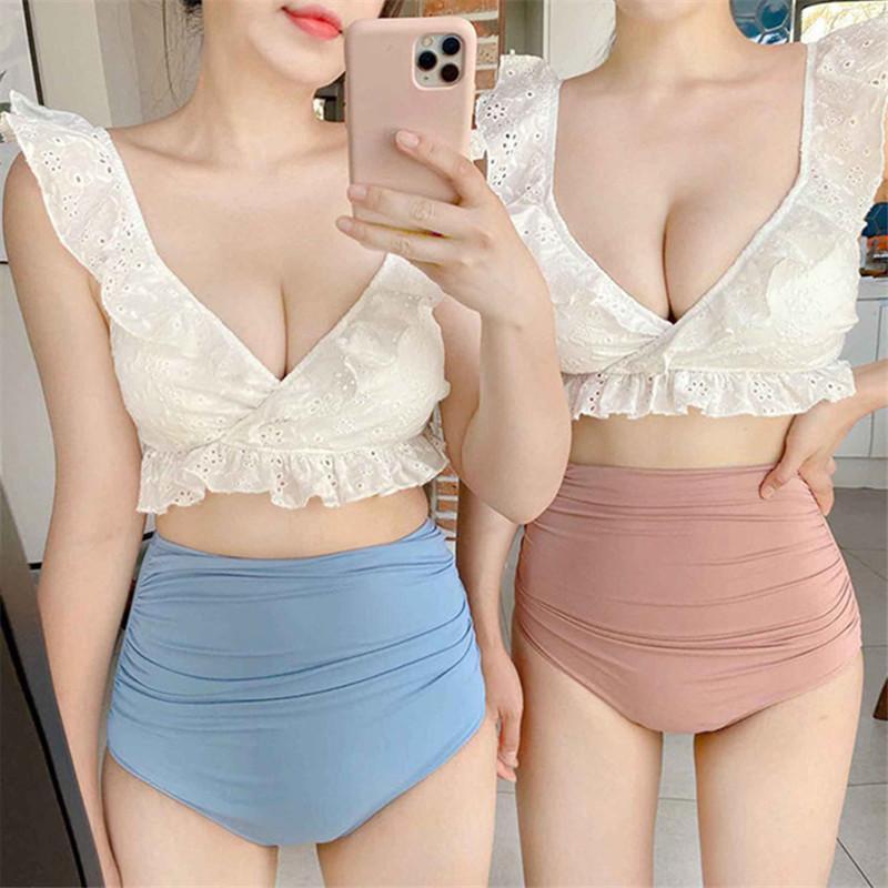 水着 レディース ビキニ 上下セット 2点セット フレア タンキニ ハイウエスト セパレート 盛れる ノンワイヤー リゾート 夏 海 ビーチ