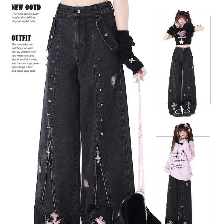 2024秋冬 デニムパンツ ボトムス ジーンズ ファッション系スタイル ゆるダボ ジーンズ シルエット加工 カジュアル 春夏 メンズライク