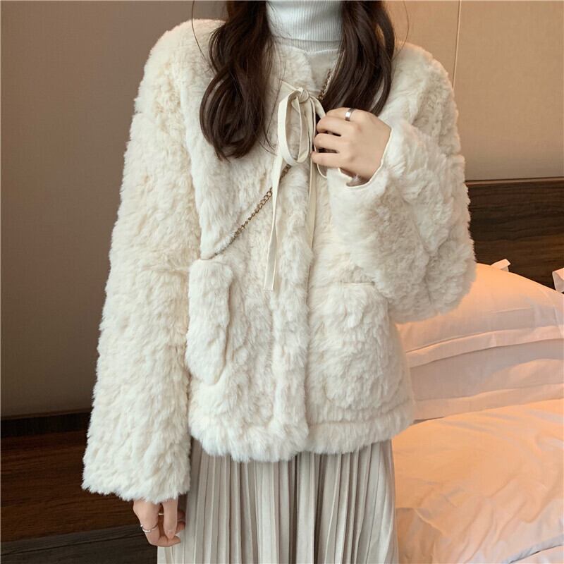 アウター ジャケット ショート丈 シングルブレスト ボタン 長袖 リボン もこもこ 厚手 ふわふわ アウター ジャケット ショート丈 シングルブレスト ボタン 長袖 リボン もこもこ 厚手 ふわふわ